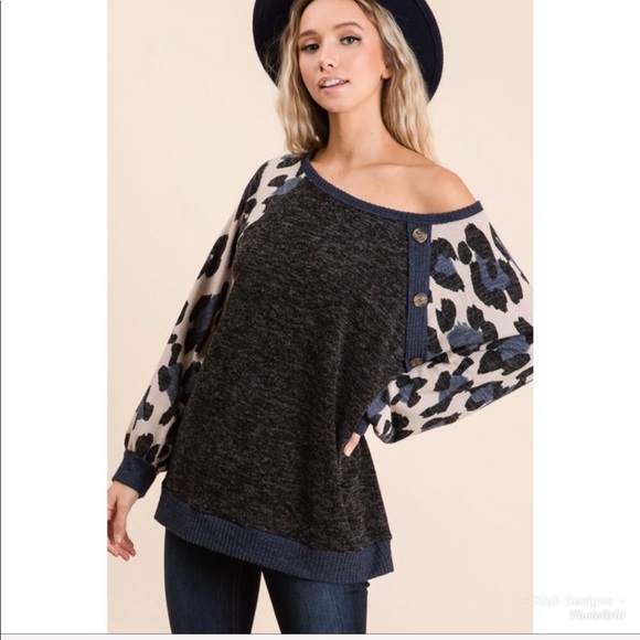 ❤️LAST Leopard Sweater Knit Top with aPuff Sleeves - Picture 6 of 8